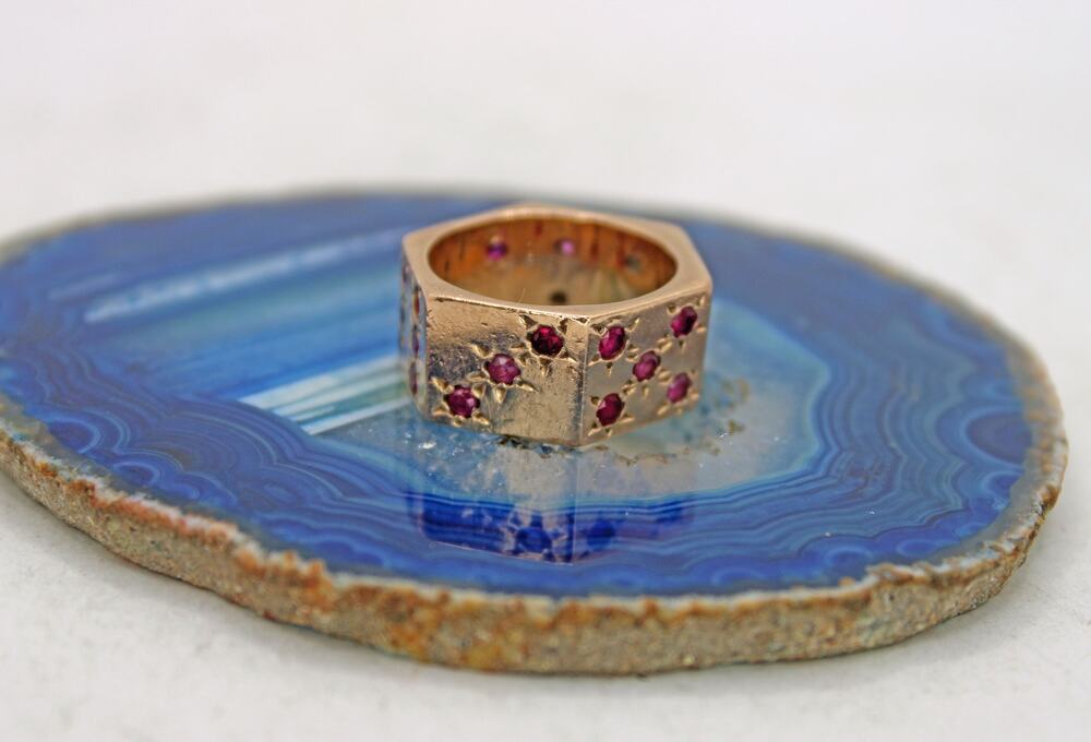 14kt Rose Gold Ruby Lucky Dice Ring